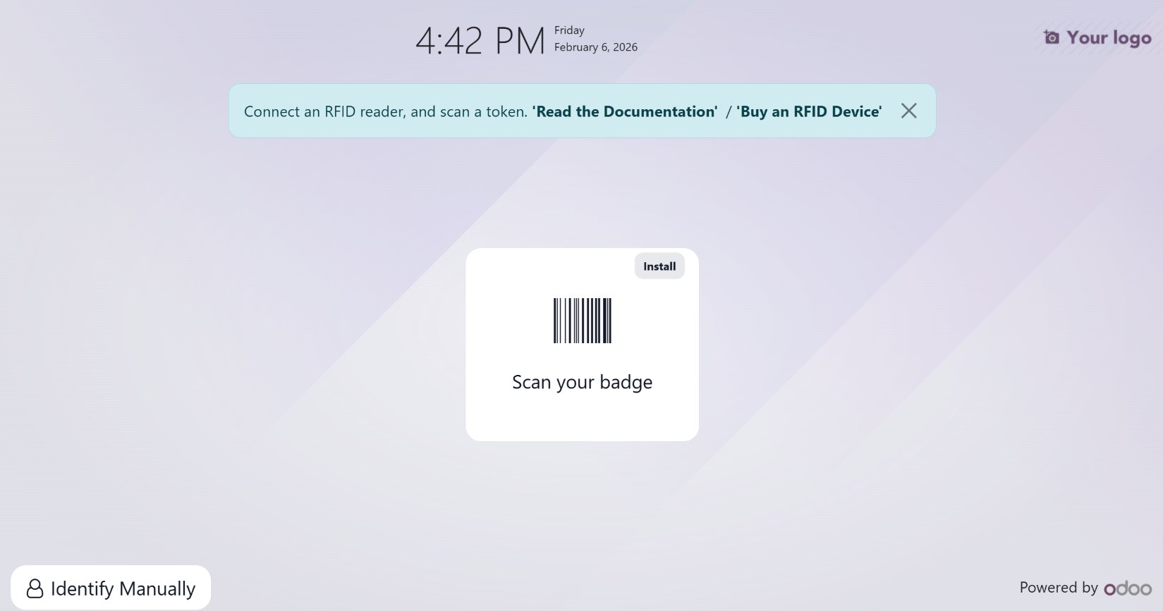 Mode Kiosque Odoo avec scan de badge pour le pointage